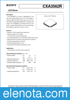 Sony Semiconductor CXA3562R datasheet