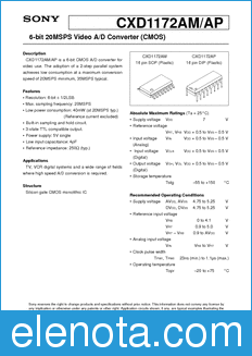Sony Semiconductor CXD1172AM datasheet