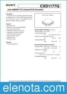 Sony Semiconductor CXD1177Q datasheet