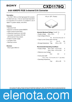 Sony Semiconductor CXD1178Q datasheet