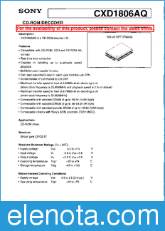 Sony Semiconductor CXD1806AQ datasheet
