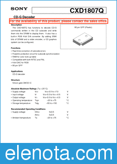 Sony Semiconductor CXD1807Q datasheet