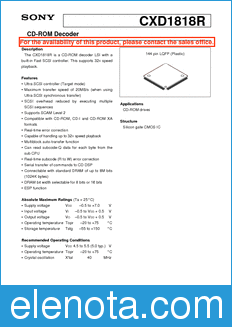 Sony Semiconductor CXD1818R datasheet