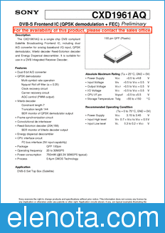Sony Semiconductor CXD1961AQ datasheet
