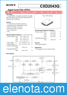 Sony Semiconductor CXD2043Q datasheet