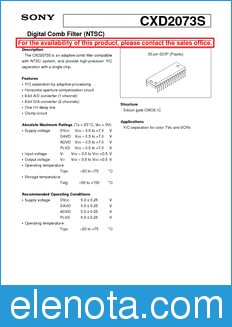 Sony Semiconductor CXD2073S datasheet