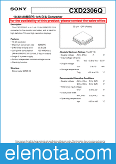 Sony Semiconductor CXD2306Q datasheet