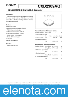 Sony Semiconductor CXD2309AQ datasheet