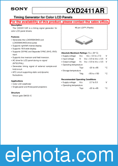 Sony Semiconductor CXD2411AR datasheet