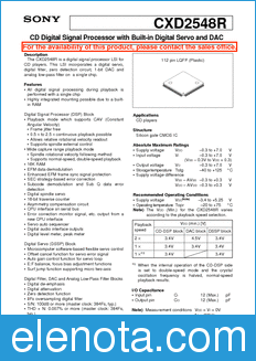 Sony Semiconductor CXD2548R datasheet
