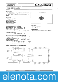 Sony Semiconductor CXD2552Q datasheet