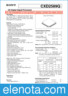 Sony Semiconductor CXD2589Q datasheet