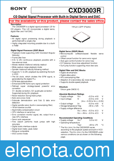 Sony Semiconductor CXD3003R datasheet