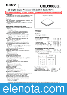 Sony Semiconductor CXD3008Q datasheet