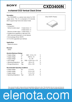 Sony Semiconductor CXD3400N datasheet