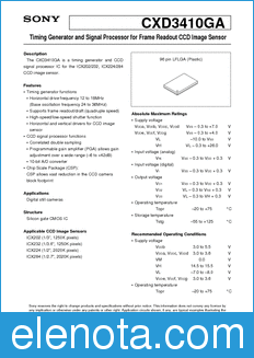Sony Semiconductor CXD3410GA datasheet