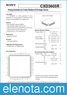 Sony Semiconductor CXD3605R datasheet