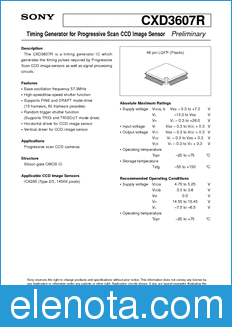 Sony Semiconductor CXD3607R datasheet
