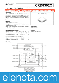 Sony Semiconductor CXD8302Q datasheet