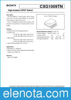 Sony Semiconductor CXG1009TN datasheet