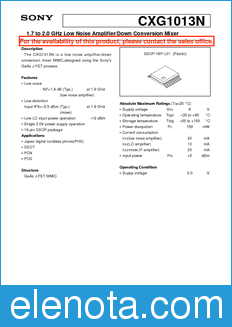 Sony Semiconductor CXG1013N datasheet