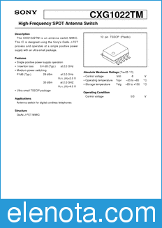 Sony Semiconductor CXG1022TM datasheet
