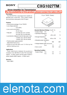Sony Semiconductor CXG1027TM datasheet