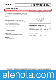 Sony Semiconductor CXG1034TN datasheet
