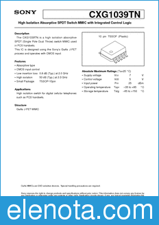 Sony Semiconductor CXG1039TN datasheet