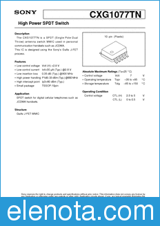 Sony Semiconductor CXG1077TN datasheet