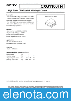 Sony Semiconductor CXG1100TN datasheet