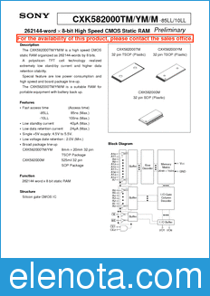Sony Semiconductor CXK582000TM/YM/M-10LL datasheet