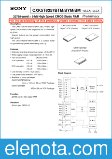 Sony Semiconductor CXK5T8257BTM datasheet