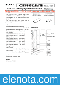 Sony Semiconductor CXK5T8512TM datasheet