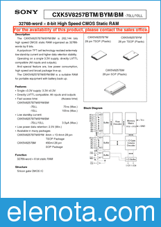 Sony Semiconductor CXK5V8257BTM datasheet