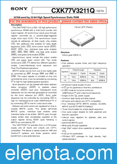 Sony Semiconductor CXK77V3211Q-12 datasheet