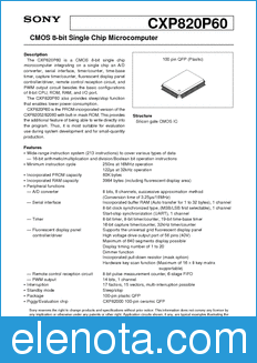 Sony Semiconductor CXP820P60 datasheet