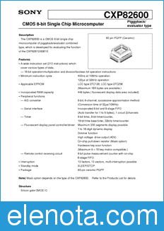 Sony Semiconductor CXP82600 datasheet