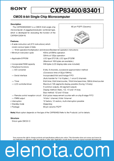 Sony Semiconductor CXP83401 datasheet