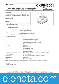 Sony Semiconductor CXP84300 datasheet