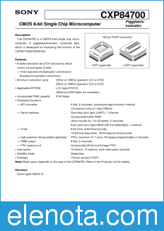 Sony Semiconductor CXP84700 datasheet