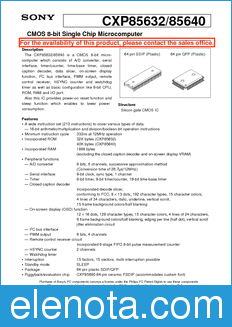 Sony Semiconductor CXP85632 datasheet