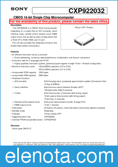 Sony Semiconductor CXP922032 datasheet