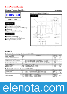 Shindengen D10XB80 datasheet