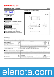 Shindengen D1F60 datasheet