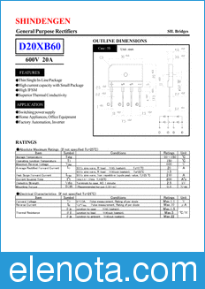 Shindengen D20XB60 datasheet