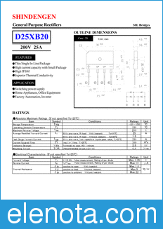 Shindengen D25XB20 datasheet