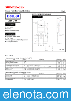 Shindengen D30L60 datasheet