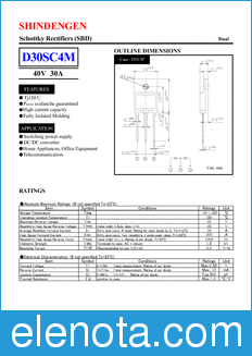 Shindengen D30SC4M datasheet