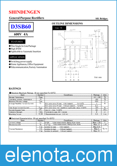 Shindengen D3SB60 datasheet